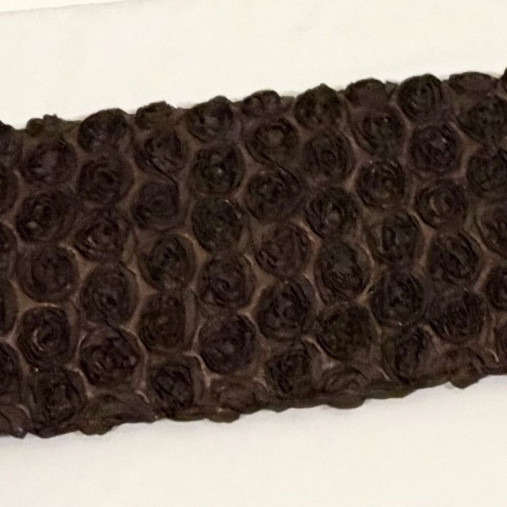 Brown Rosette Clutch with Rhinestone Fastener - Picture 4 of 4